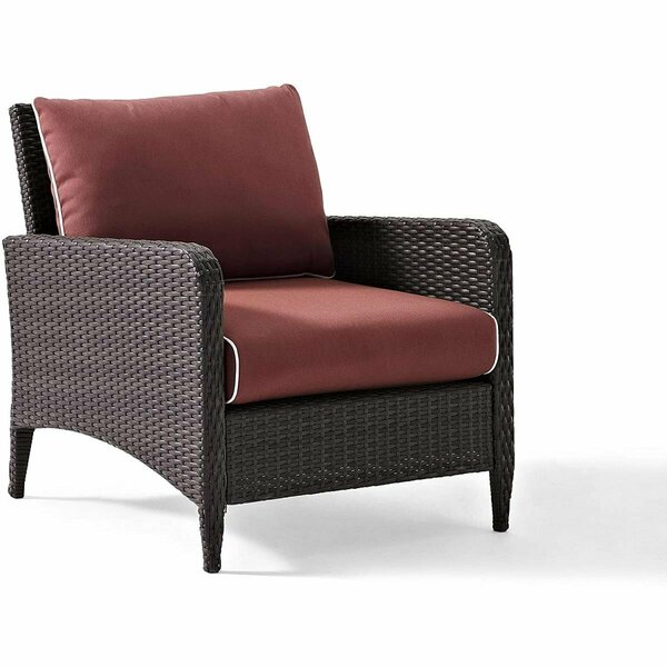 Terraza Kiawah Outdoor Wicker Arm Chair, Sangria & Brown TE3036194